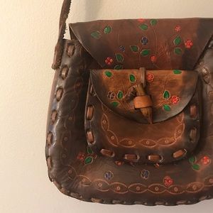 70s Floral Vintage Leather Purse